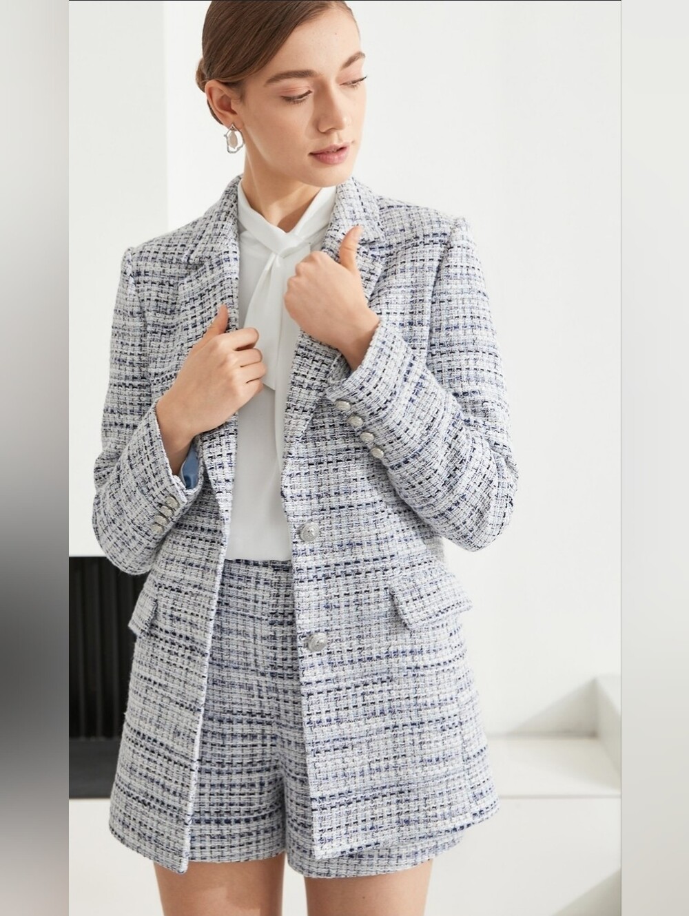 MOTF Premium Tweed Single-Breasted Blazer